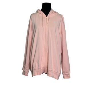 Nike Melon Pink Oversized Jersey Full-Zip Hoodie Jacket size Large